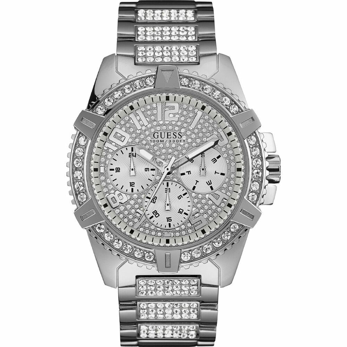 Image de Montre Homme Guess W0799G1 Argenté (Ø 48 mm), disponible chez Rue des Bijoux, parfaite pour un look élégant et sophistiqué.