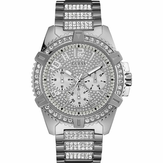 Image de Montre Homme Guess W0799G1 Argenté (Ø 48 mm), disponible chez Rue des Bijoux, parfaite pour un look élégant et sophistiqué.