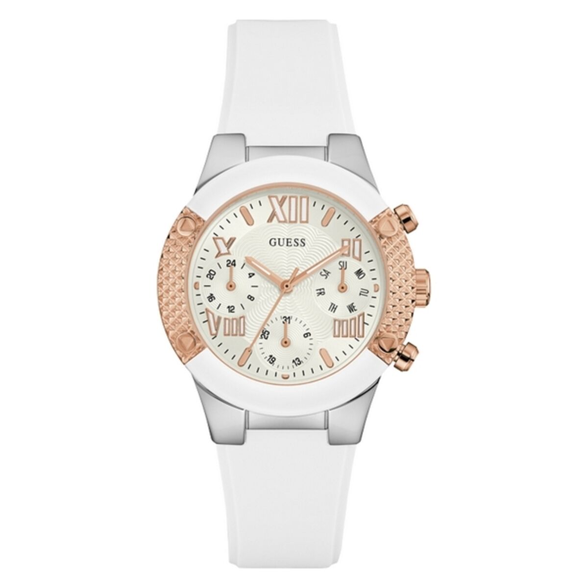 Image de Montre Femme Guess W0773L1 (Ø 44 mm), disponible chez Rue des Bijoux, parfaite pour un look élégant et sophistiqué.