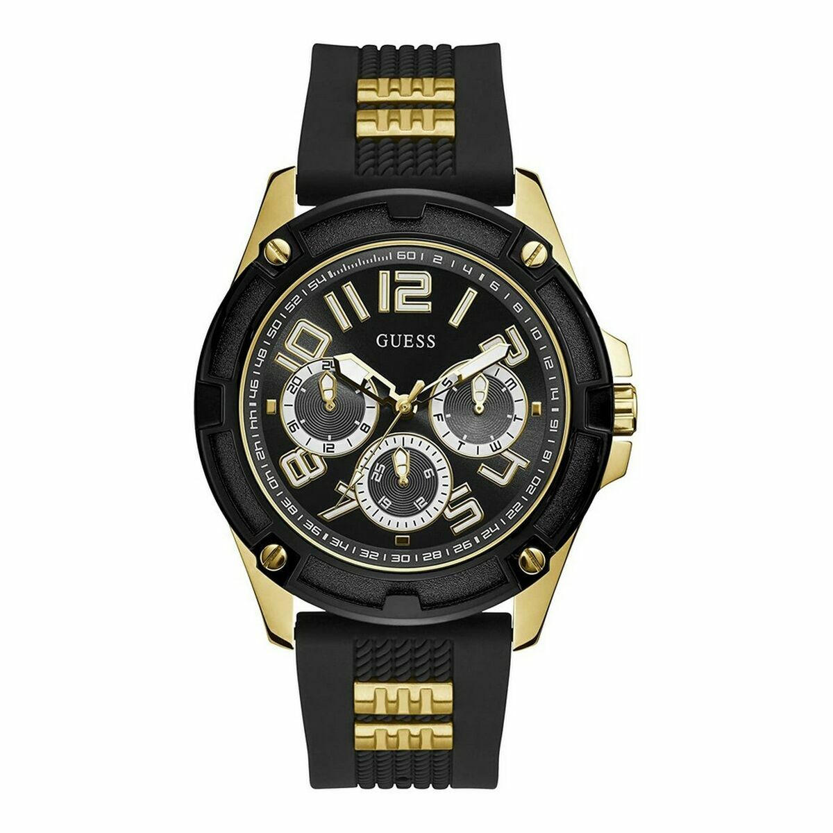 Image de Montre Homme Guess GW0051G2 Noir, disponible chez Rue des Bijoux, parfaite pour un look élégant et sophistiqué.