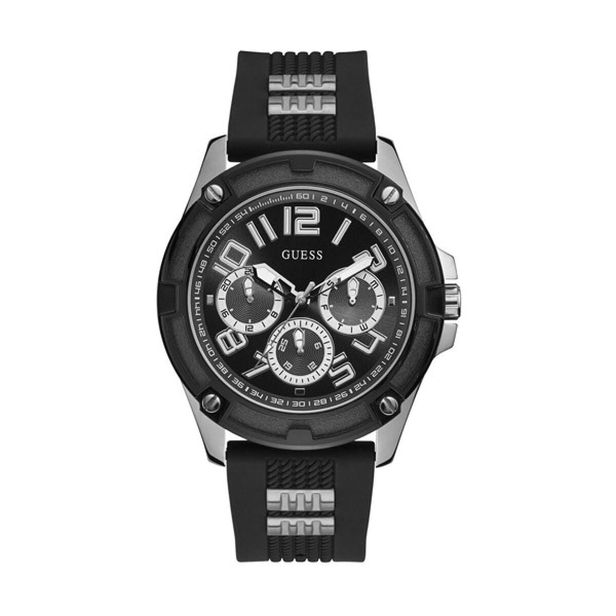 Image de Montre Homme Guess GW0051G1 Ø 45 mm Noir, disponible chez Rue des Bijoux, parfaite pour un look élégant et sophistiqué.