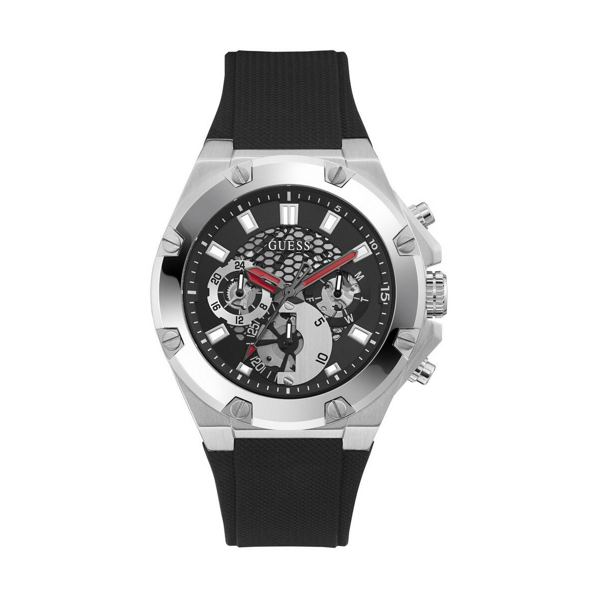 Image de Montre Homme Guess GW0334G1 Noir (Ø 46 mm), disponible chez Rue des Bijoux, parfaite pour un look élégant et sophistiqué.