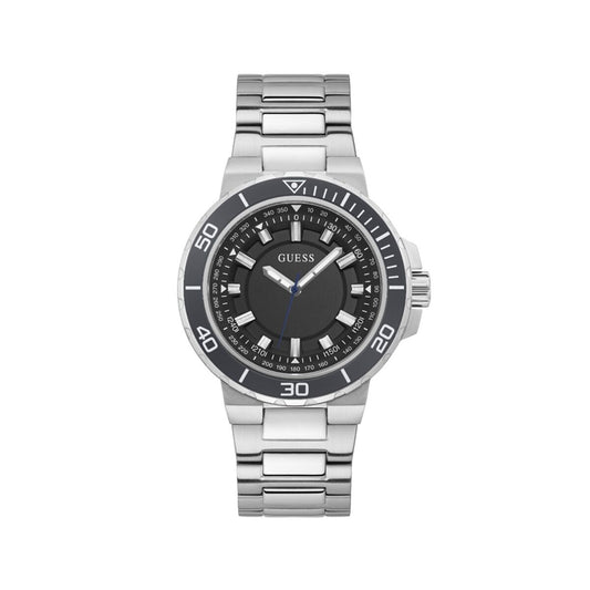 Image de Montre Homme Guess GW0426G1 Noir Argenté, disponible chez Rue des Bijoux, parfaite pour un look élégant et sophistiqué.