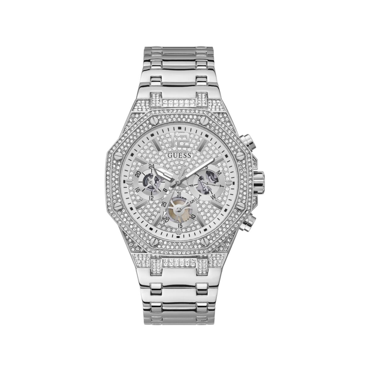 Image de Montre Homme Guess GW0419G1 Argenté, disponible chez Rue des Bijoux, parfaite pour un look élégant et sophistiqué.