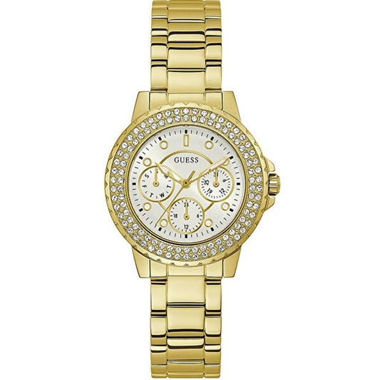 Image de Montre Femme Guess CROWN JEWEL (Ø 36 mm), disponible chez Rue des Bijoux, parfaite pour un look élégant et sophistiqué.