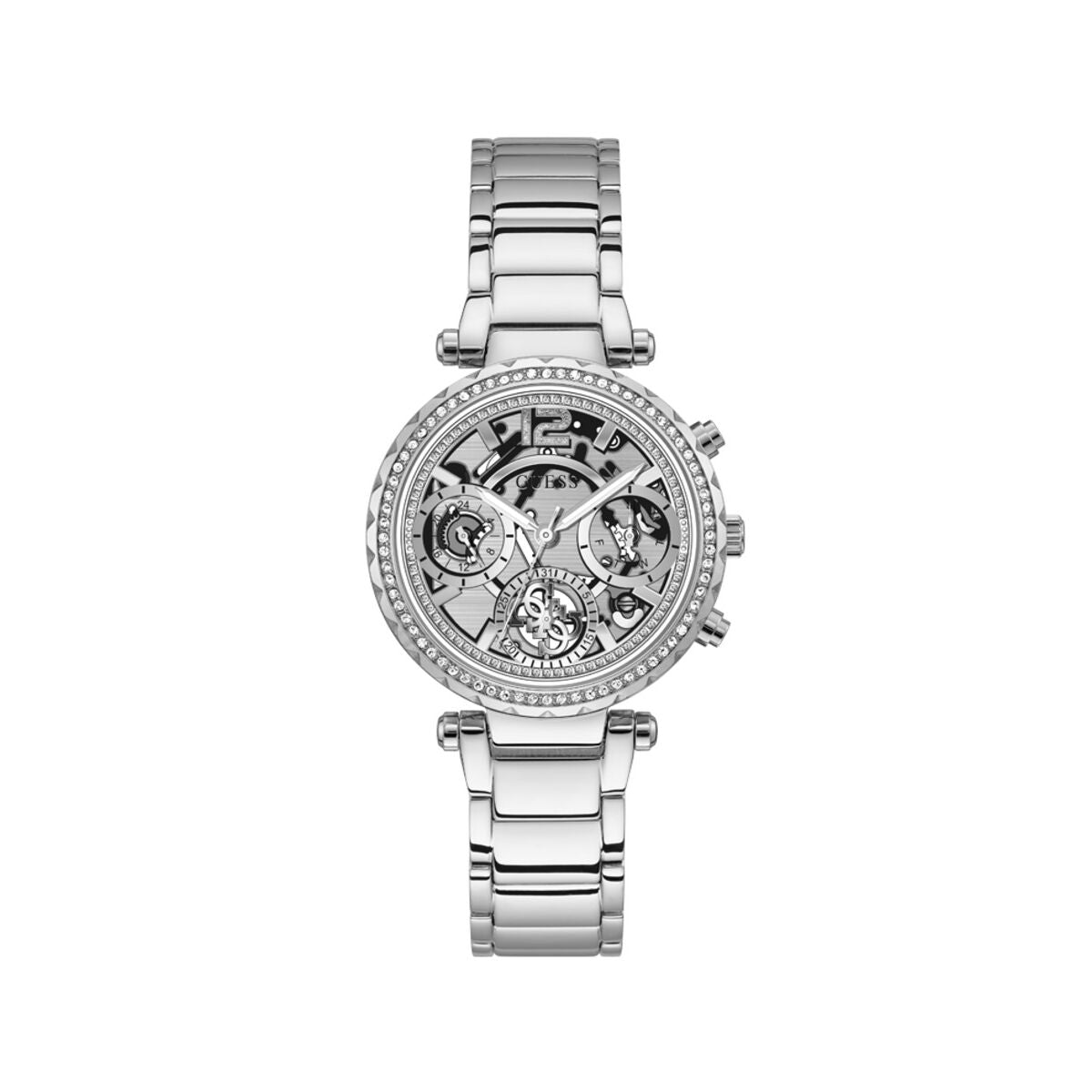 Image de Montre Femme Guess SOLSTICE (Ø 37 mm), disponible chez Rue des Bijoux, parfaite pour un look élégant et sophistiqué.