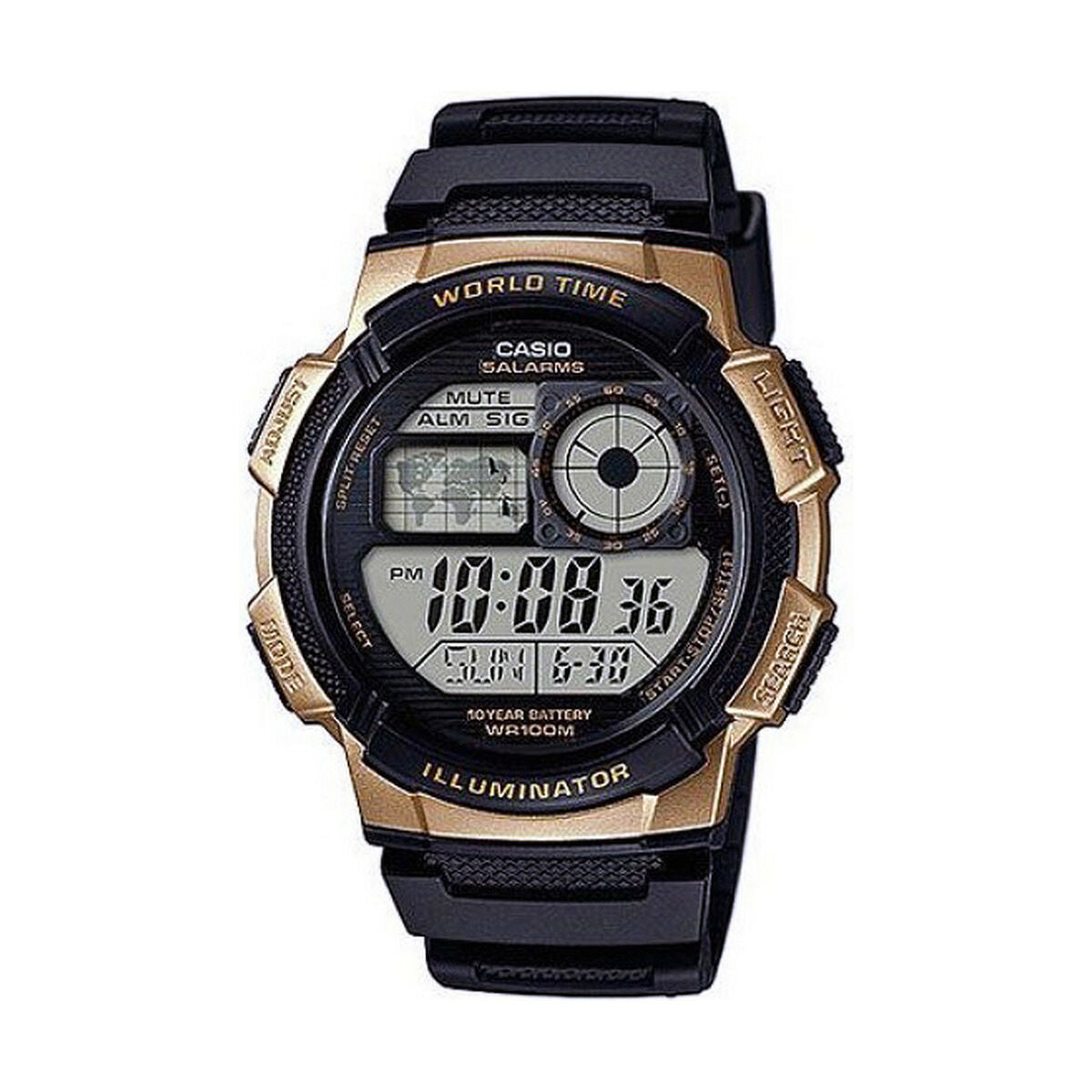 Montre Homme Casio WORLD TIME ILLUMINATOR - 5 ALARMS, 10 YEAR BATTERY Noir (Ø 43 mm) (Ø 45 mm) (Ø 40 mm) - Disponible chez Rue des Bijoux