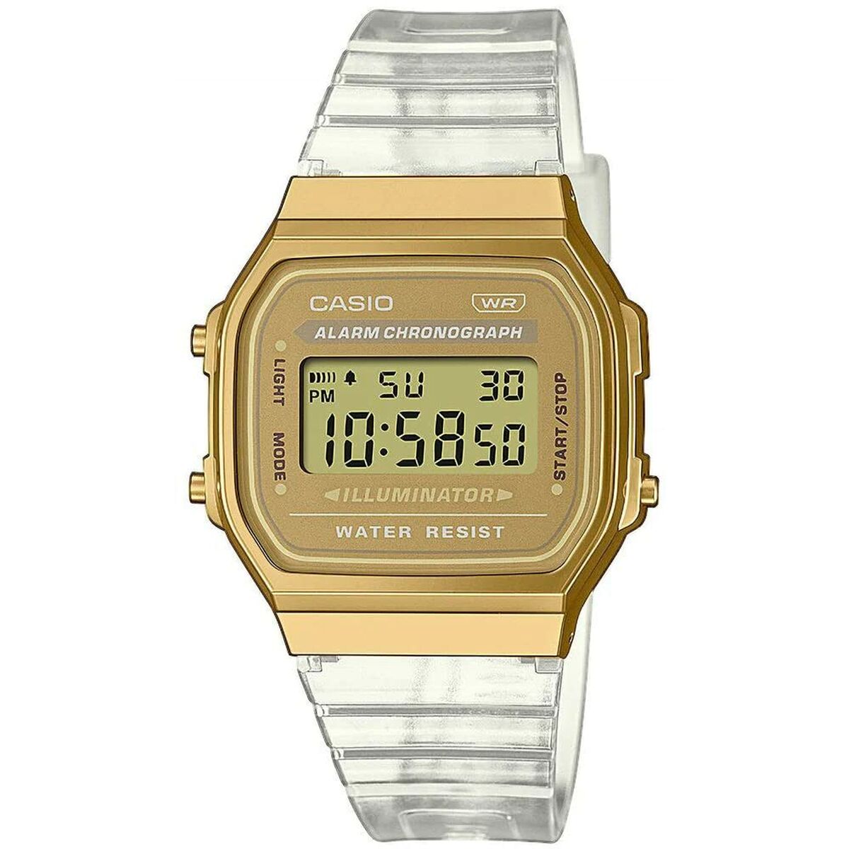 Montre Unisexe Casio VINTAGE COLLECTION - TRANSPARENT BAND - GOLD - Disponible chez Rue des Bijoux