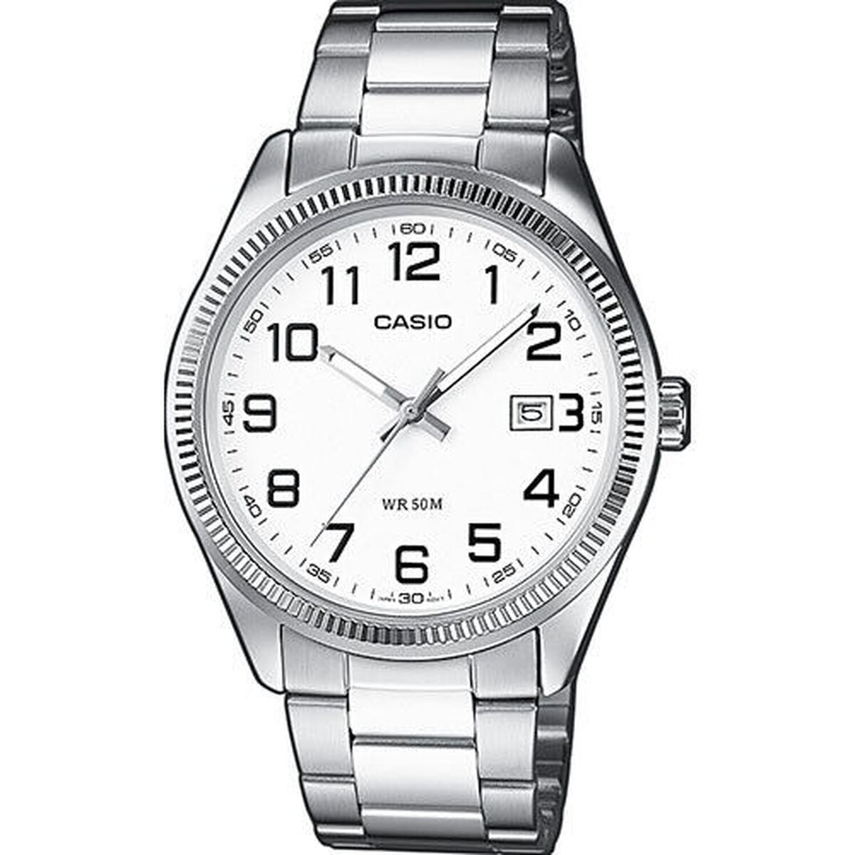 Montre Homme Casio DATE - WHITE, NUMBERS Blanc (Ø 38,5 mm) - Disponible chez Rue des Bijoux