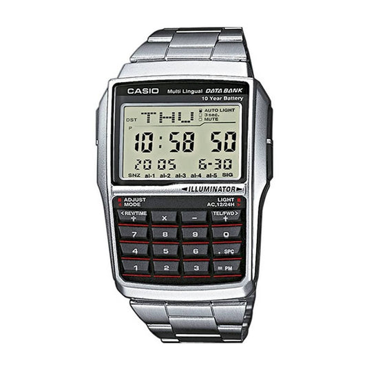 Montre Homme Casio DATABANK CALCULATOR STEEL Noir Argenté - Disponible chez Rue des Bijoux