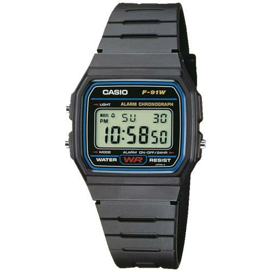 Montre Unisexe Casio F-91W-1YER Noir (Ø 35 mm) - Disponible chez Rue des Bijoux