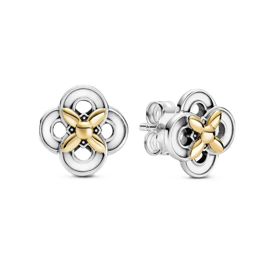 Image de Boucles d´oreilles Femme Pandora TWO-TONE FLOWER Argent 925, un produit de qualité par Rue des Bijoux