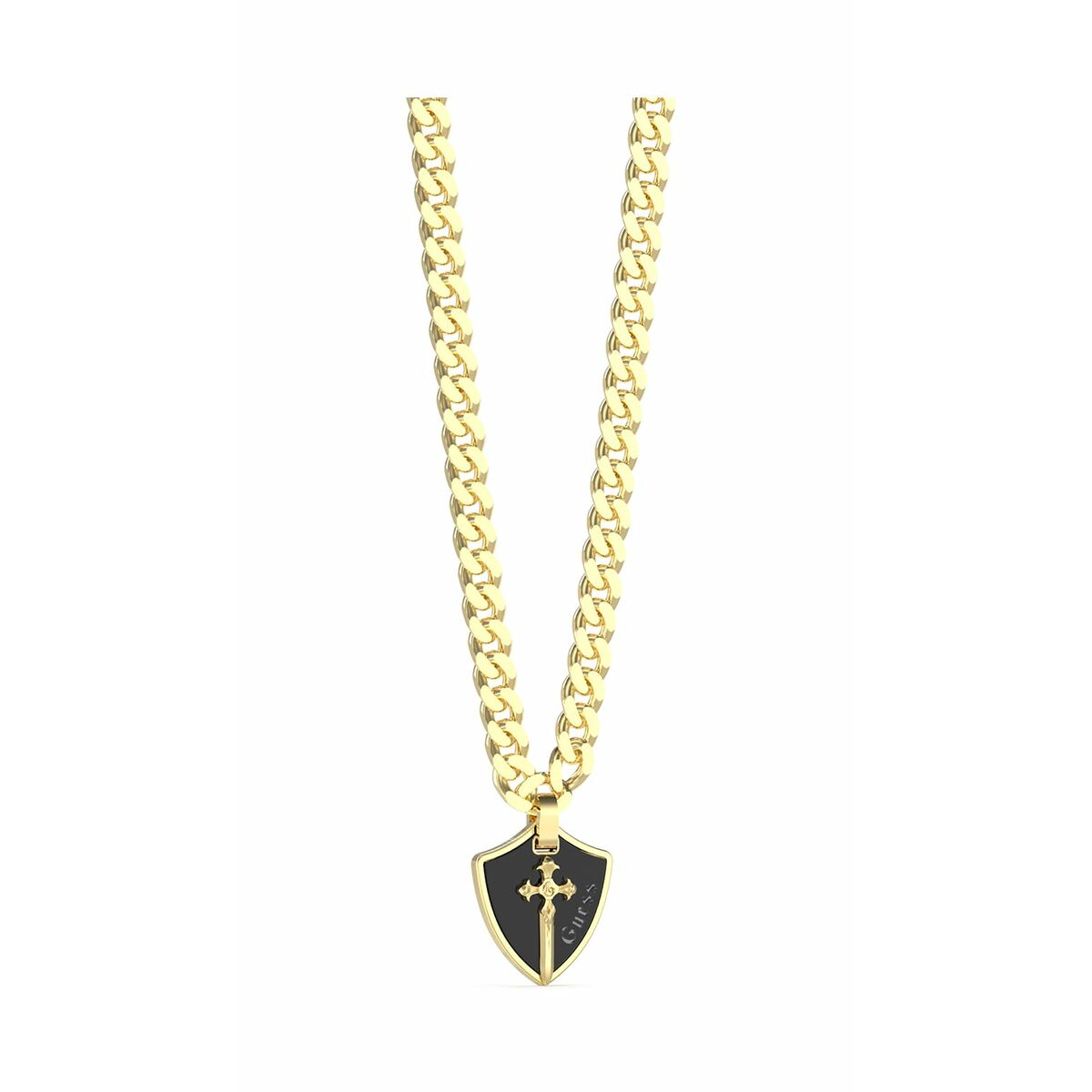 Image de Collier Homme Guess JUMN04019JWYGBKT-U Croix, disponible chez Rue des Bijoux, parfaite pour un look élégant et sophistiqué.