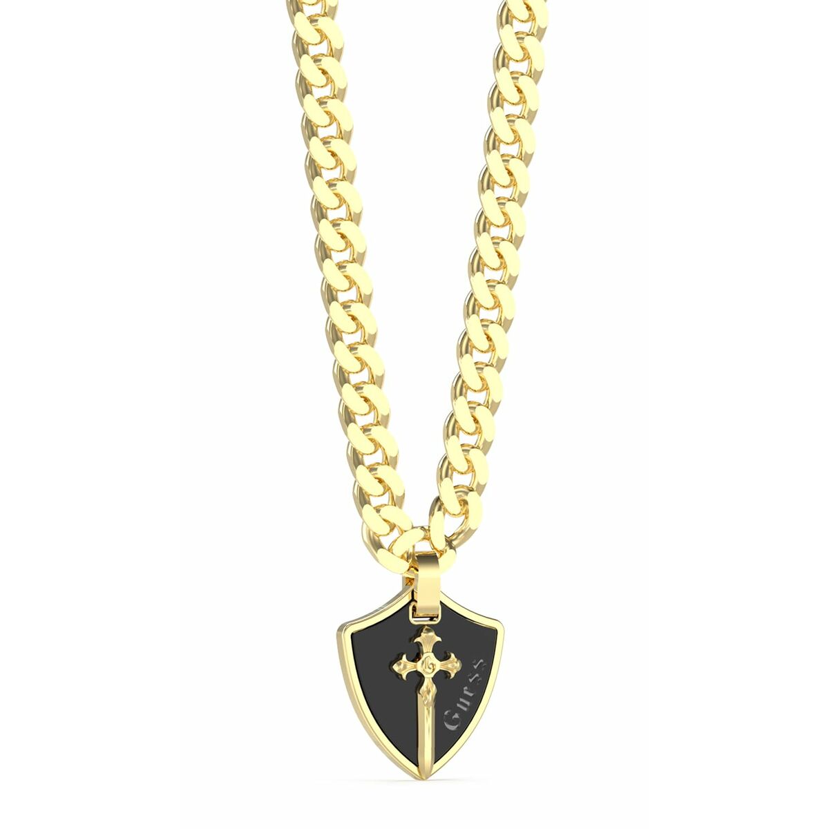 Image de Collier Homme Guess JUMN04019JWYGBKT-U Croix, disponible chez Rue des Bijoux, parfaite pour un look élégant et sophistiqué.