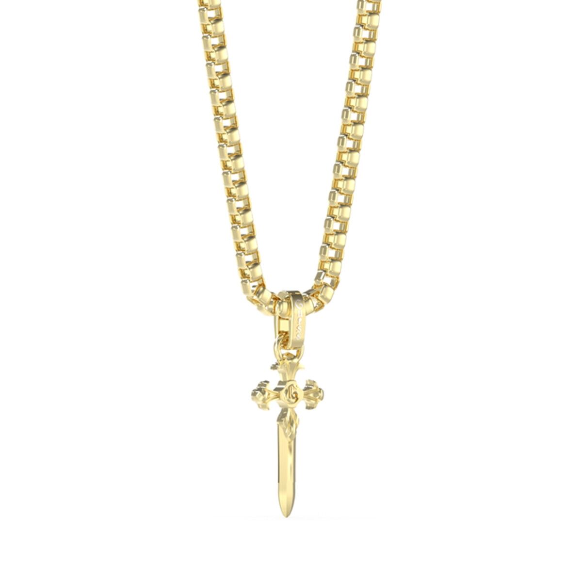 Image de Collier Homme Guess JUMN04024JWYGT-U Croix, disponible chez Rue des Bijoux, parfaite pour un look élégant et sophistiqué.