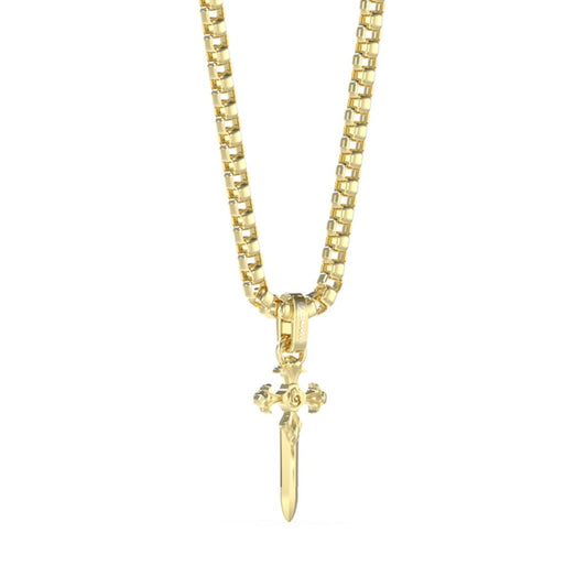 Image de Collier Homme Guess JUMN04024JWYGT-U Croix, disponible chez Rue des Bijoux, parfaite pour un look élégant et sophistiqué.