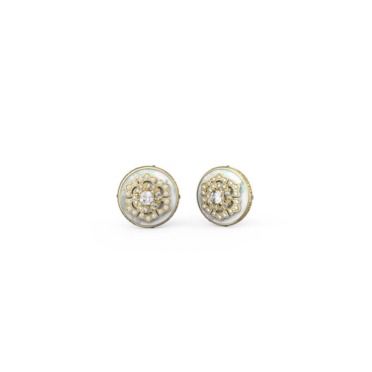 Image de Boucles d'oreilles La fleur Femme Guess JUBE04551JWYGT-U Doré, disponible chez Rue des Bijoux, parfaite pour un look élégant et sophistiqué.