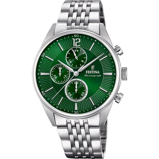 Image représentant Montre Homme Festina F20285/8 Vert Argenté, une création élégante disponible chez Rue des Bijoux.