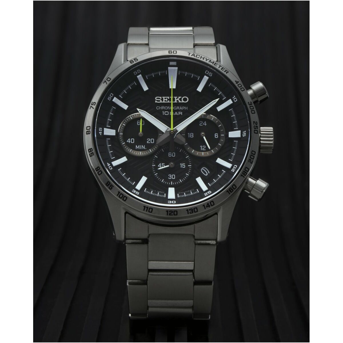 Image de Montre Homme Seiko SSB413P1 Noir Argenté de Rue des Bijoux