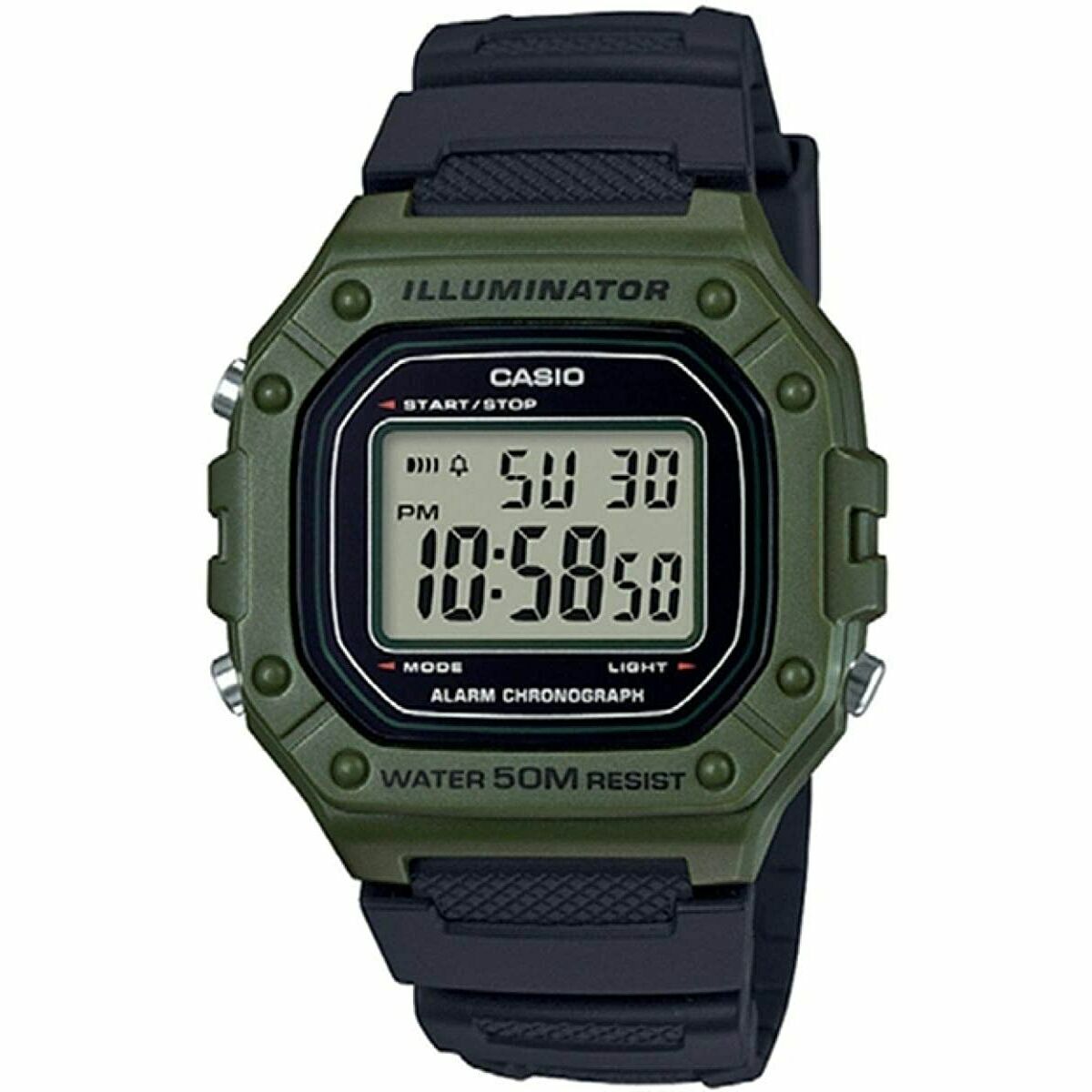 Montre Homme Casio W-218H-3AVEF Noir Vert - Disponible chez Rue des Bijoux