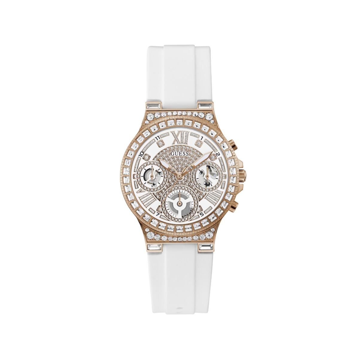 Image de Montre Femme Guess MOONLIGHT (Ø 36 mm), disponible chez Rue des Bijoux, parfaite pour un look élégant et sophistiqué.