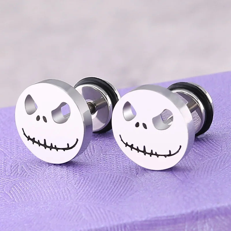 Boucles d'oreilles en acier inoxydable et titane argentées pour Halloween de Rue des Bijoux