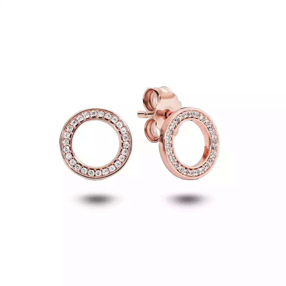 boucle d'oreille rose rond