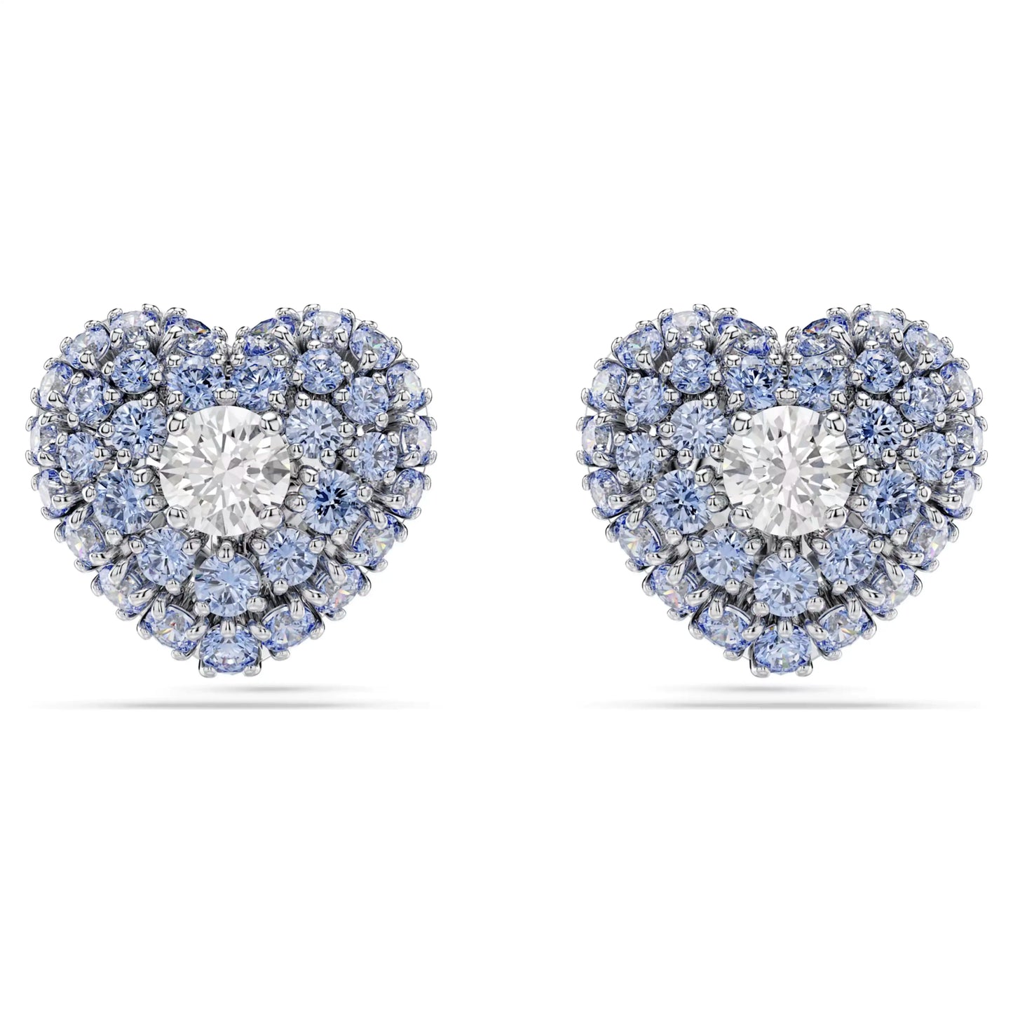 boucles d'oreilles clous de Swarovski en forme de coeur bleu vendu par Rue des Bijoux