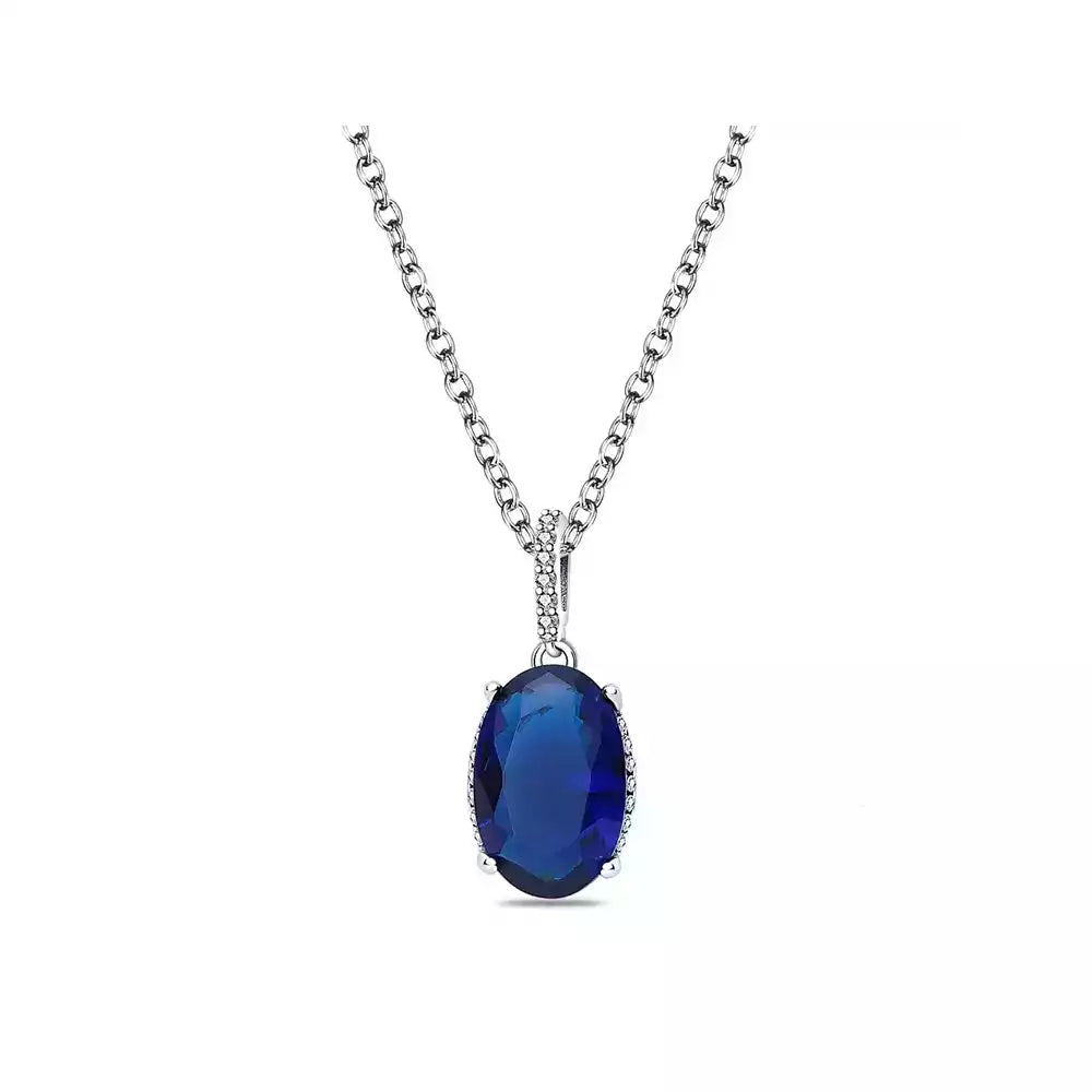 collier pierre bleu argent